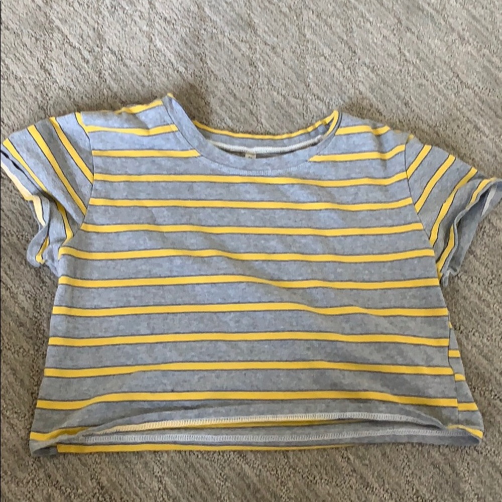 Yellow Striped Grey Top